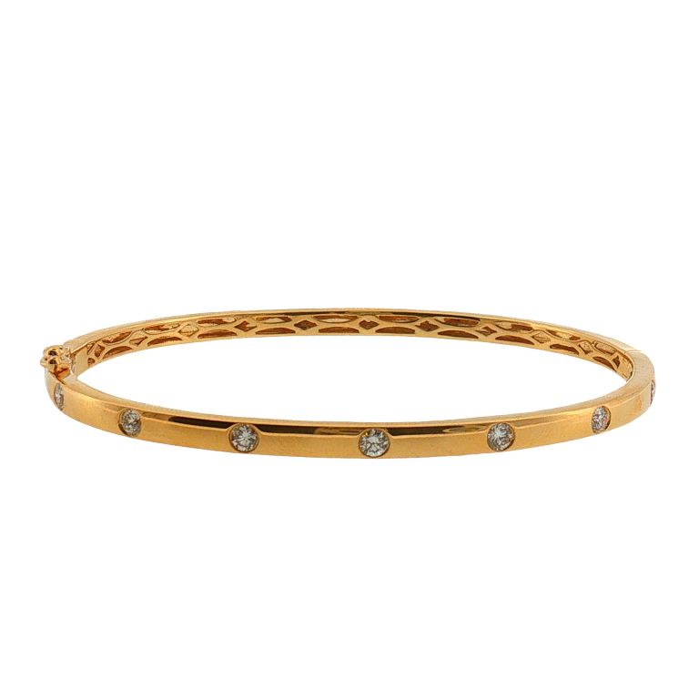 18k yellow gold diamond bangle bracelet set with 7 Round diamonds (0.49ctw)(VS2-SI1)