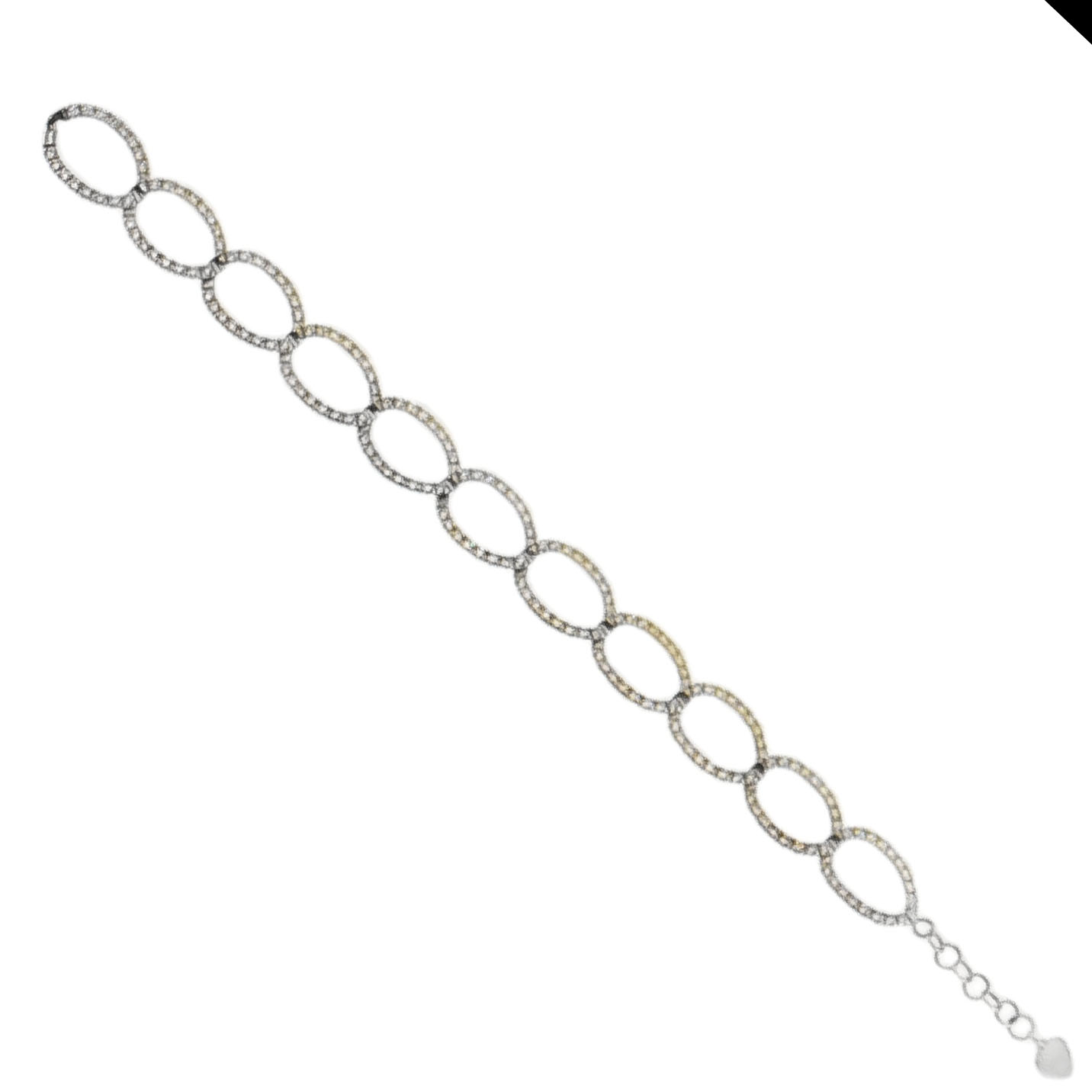 18k white gold diamond link bracelet set with 176 round diamonds (VS-SI) (2.23ctw) with a length of 7.25 inches.