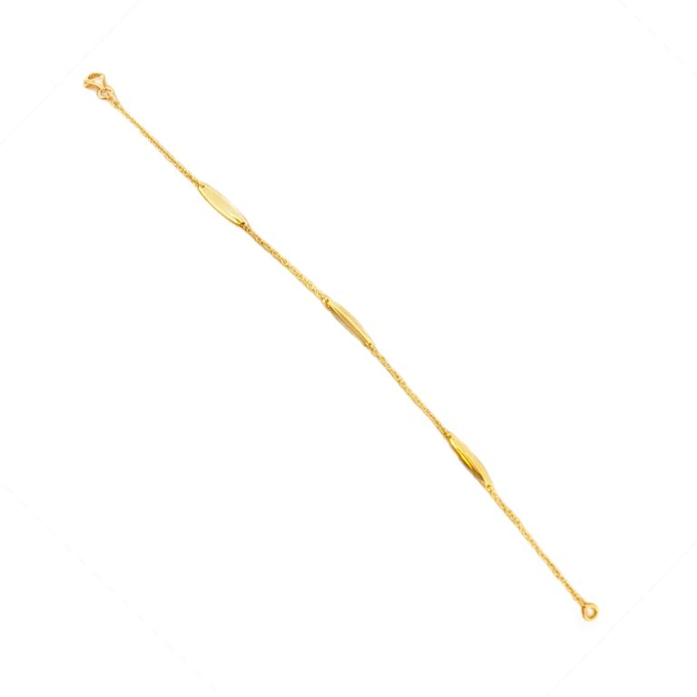 18k Yellow Gold bracelet with three elongated Oval stations