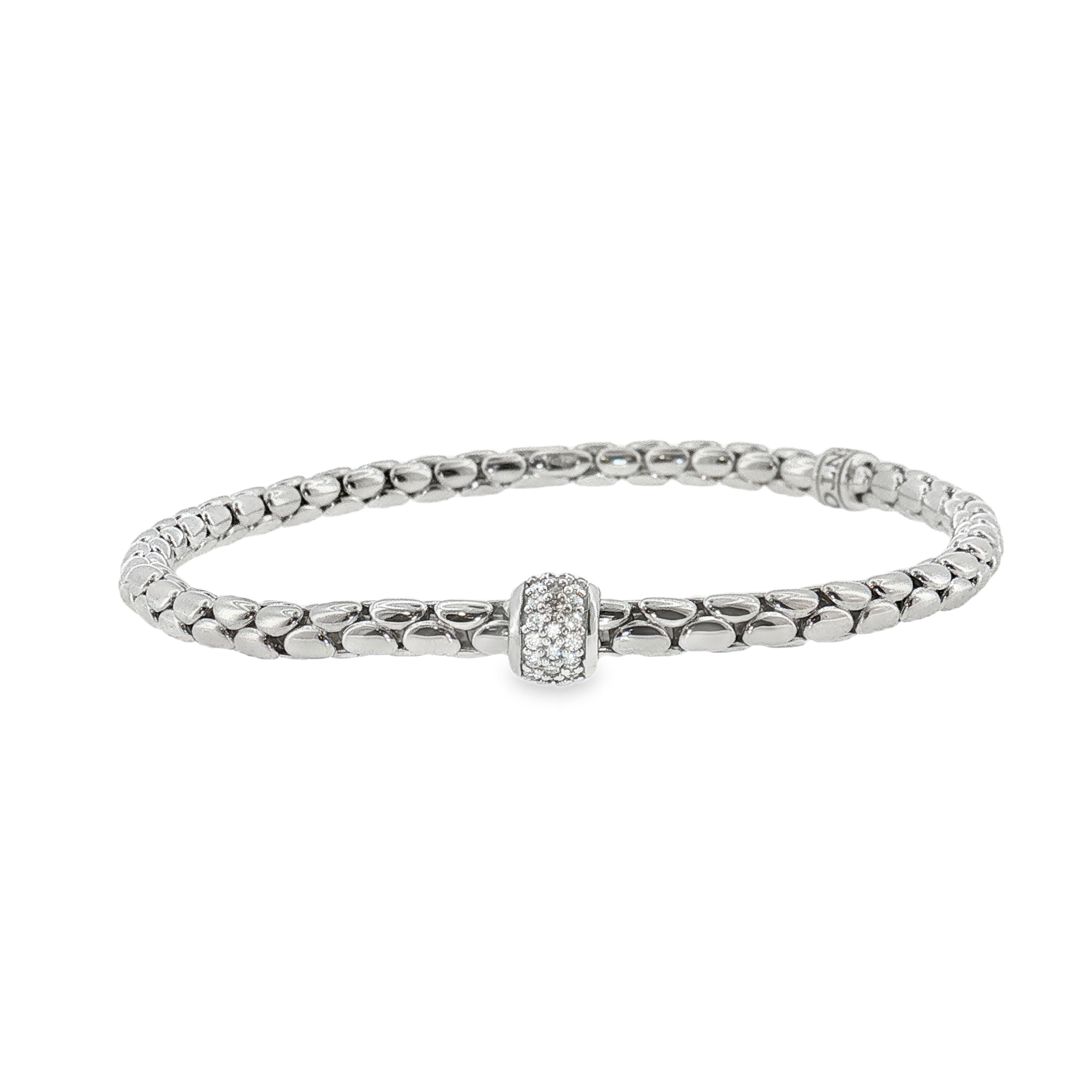 18k white gold diamond bracelet set with 45 round diamonds (G/VS) (.23ctw) with a length of 6.3 inches.