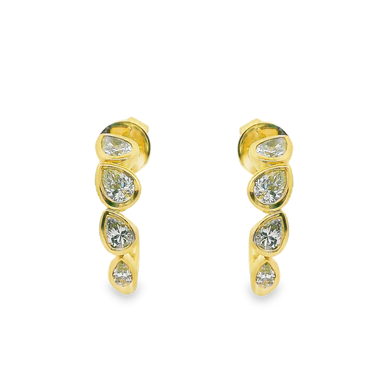 Pair of 18k yellow gold diamond earrings set with 8 pear shape diamonds (FG/VS) (.77ctw).